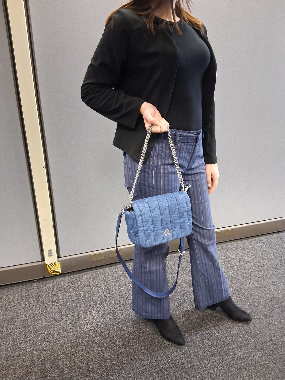 Coach Quilted Denim Shoulder Bag with Silver Chain - Picture 8 of 8